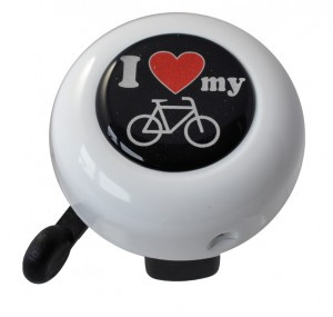 Trillerglocke Reich Motiv I love my bike weiß, Ø55 mm, SB-Karte