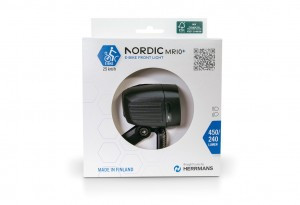 LED-E-Bike-Scheinwerfer HERRMANS Nordic MR10 Plus E, schwarz, mit Halter