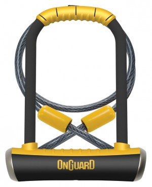 Bügelschloss Onguard Pitbulll DT 8005 115x230mm, Ø14mm, sw, mit Seil u. Halter