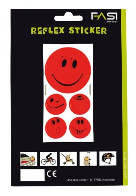 Stickerset Smiley Reflex Sticker orange, 1x Ø 5cm, 4x Ø 2,5cm