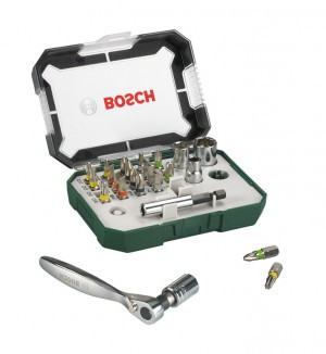 Mini Schrauberbit-und Ratschen-Set BOSCH 26-teilig, inkl. 19 farbcodierte Bits