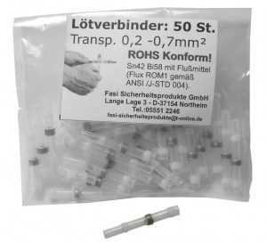 Lötverbinder für Lichtkabel 0,2-0,7 mm, transparent, 50 Stück