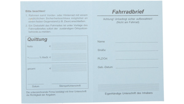 HHH-Manufaktur FAHRRADBRIEFE