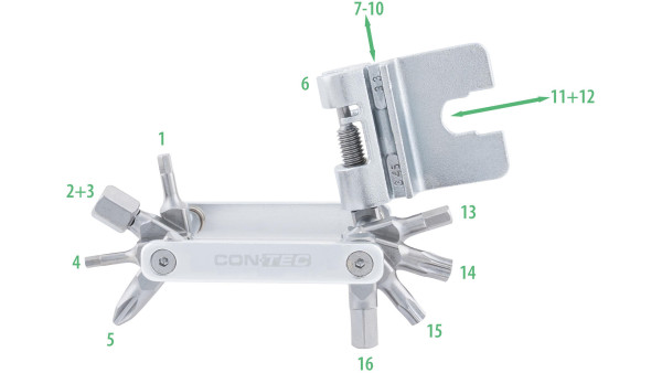 CONTEC CT MULTITOOL TFR-STRIKER 16 FUNKTIONEN SILBER