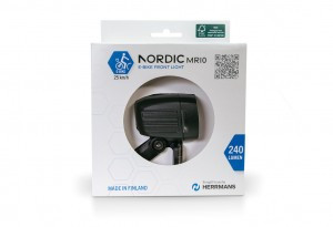 LED-E-Bike-Scheinwerfer HERRMANS Nordic MR10 E, schwarz, mit Halter