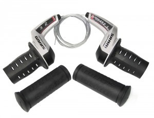 Drehgriffschalter-Set SRAM Centera Micro Front 1:2, 3x9-fach, sw/silber