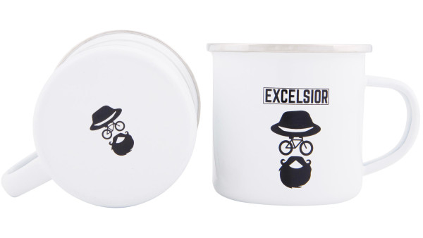 EXCELSIOR EMAILLE BECHER 300ML WEISS/CHROMRAND