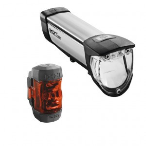 LED-Akku-Beleuchtungsset b&m Ixon Core/Ixxi,50 Lux,silber,m. Halter