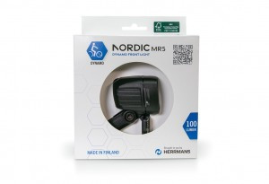LED-E-Bike-Scheinwerfer HERRMANS Nordic MR5 E,sw,6-12V, 40 Lux,mit Halter