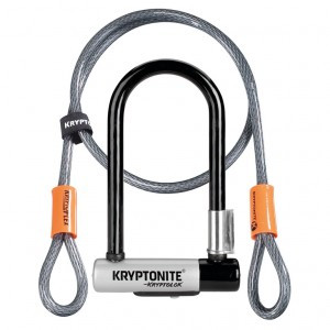 Bügelschloss Kryptonite KryptoLok Mini-7 8,2x17,8cm,sw/si,2 Schl.,m.4' Flexkabel